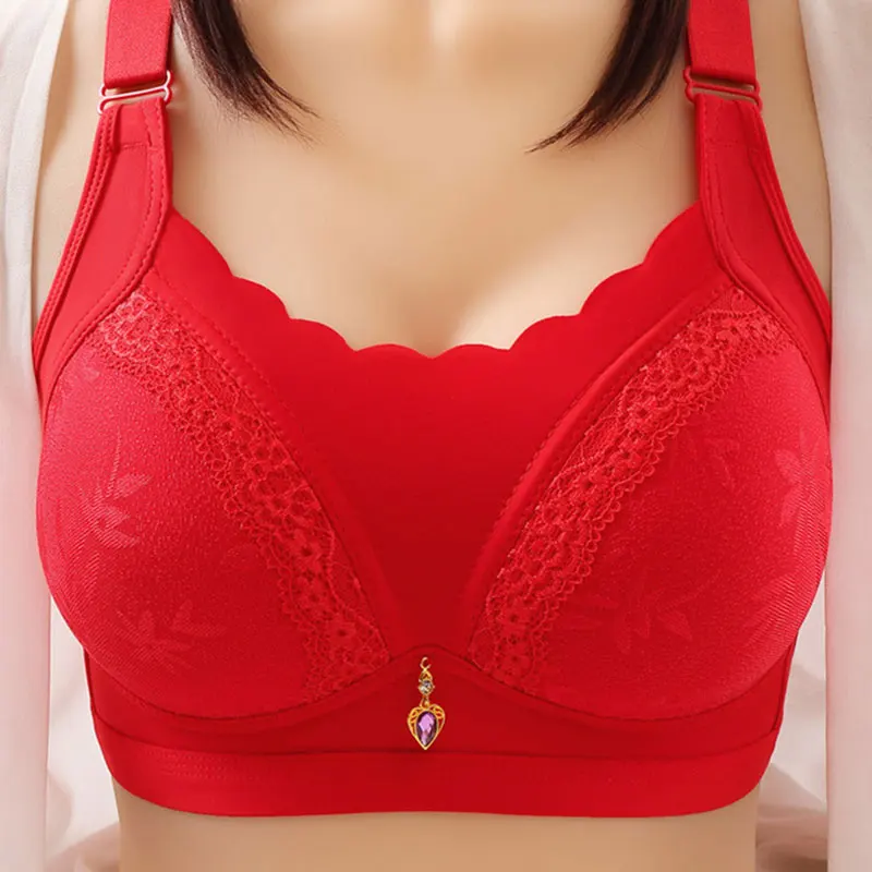 

Large Size Solid Color Lace Women Push Up Bra Gather On The Support Underwear Receive Auxiliary Breasts Fat Mm Bra