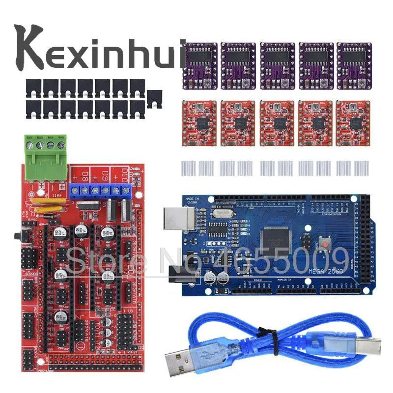 3D принтер Mega 2560 R3 + RAMPS 1 4 панель управления 5 шт. A4988 или DRV8825 шаговый двигатель