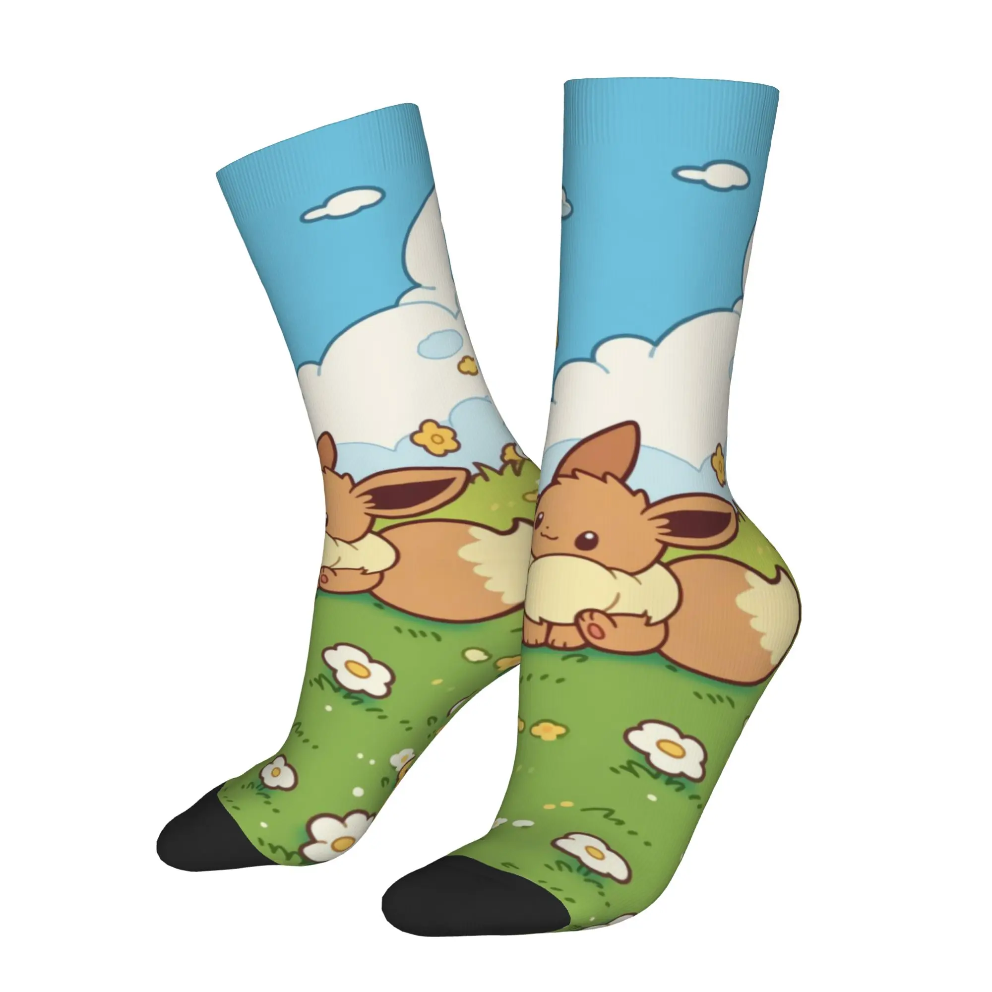 Фото Мужские носки Pokemon, унисекс, для взрослых 18+, с принтом Eeveelution Harajuku, индивидуальные носки с принтом №1