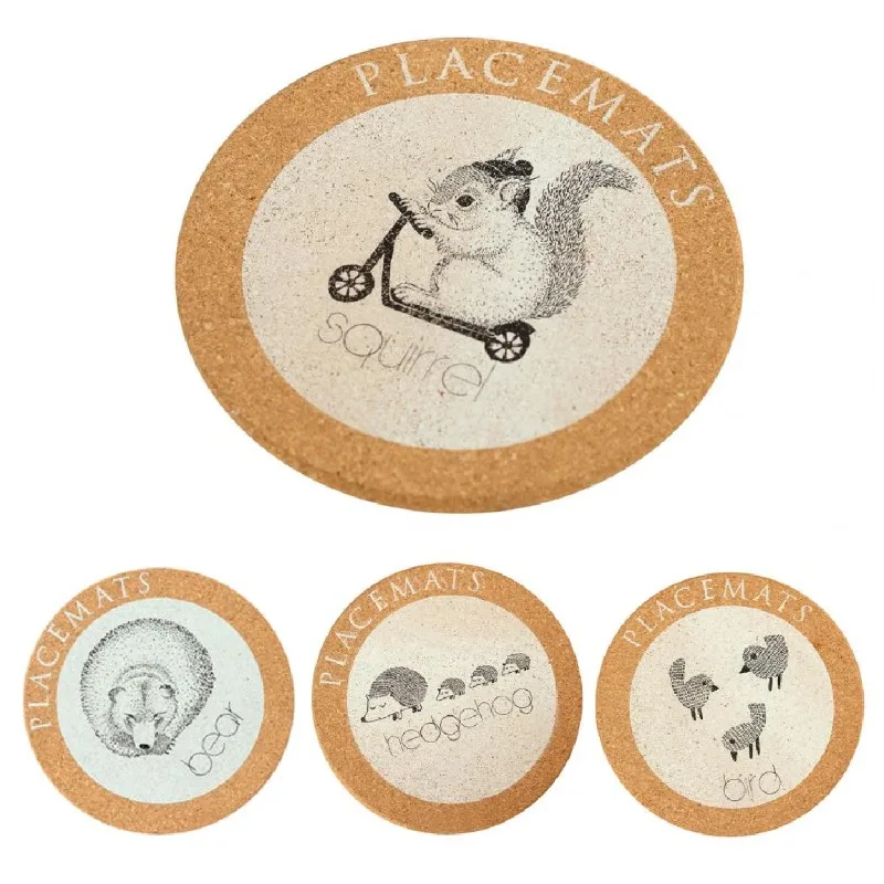 

Cute Animal Pattern Wood Round Mat Pad Coaster Pot Mug Coffee Drink Tea Cup for Home Office Kitchen Dining Bar Table Decor Gift
