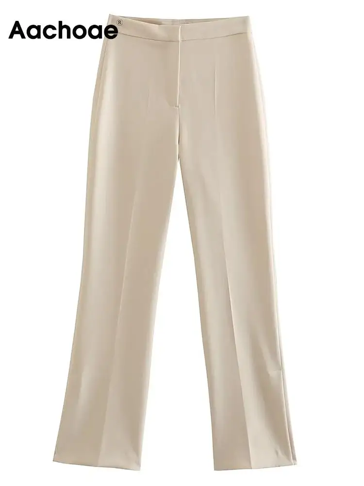 

Aachoae Women Fahsion Solid Color Long Trousers Casual High Waist Side Split Straight Pants Ladies Stylish Pants Mujer Pantalon
