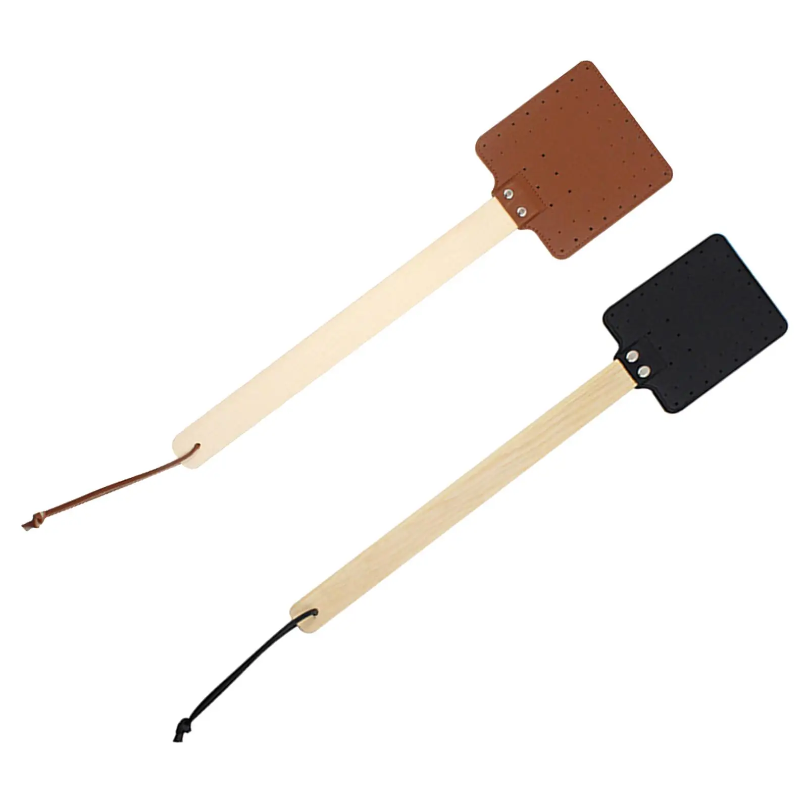 

Fly Swatter Wooden Handle Bees Swatter PU Leather Swatter for Indoor Kitchen Household Outdoor