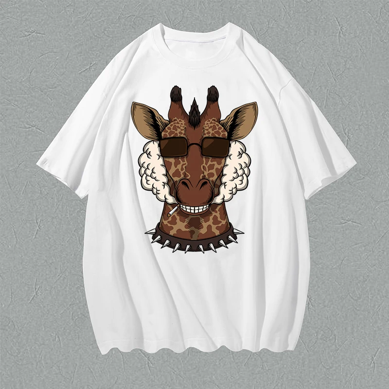 

Giraffe Broadcloth Hipster Pure Cotton Casual Teen Tshirt Sailor Vivid Couple Sexy T-Shirt