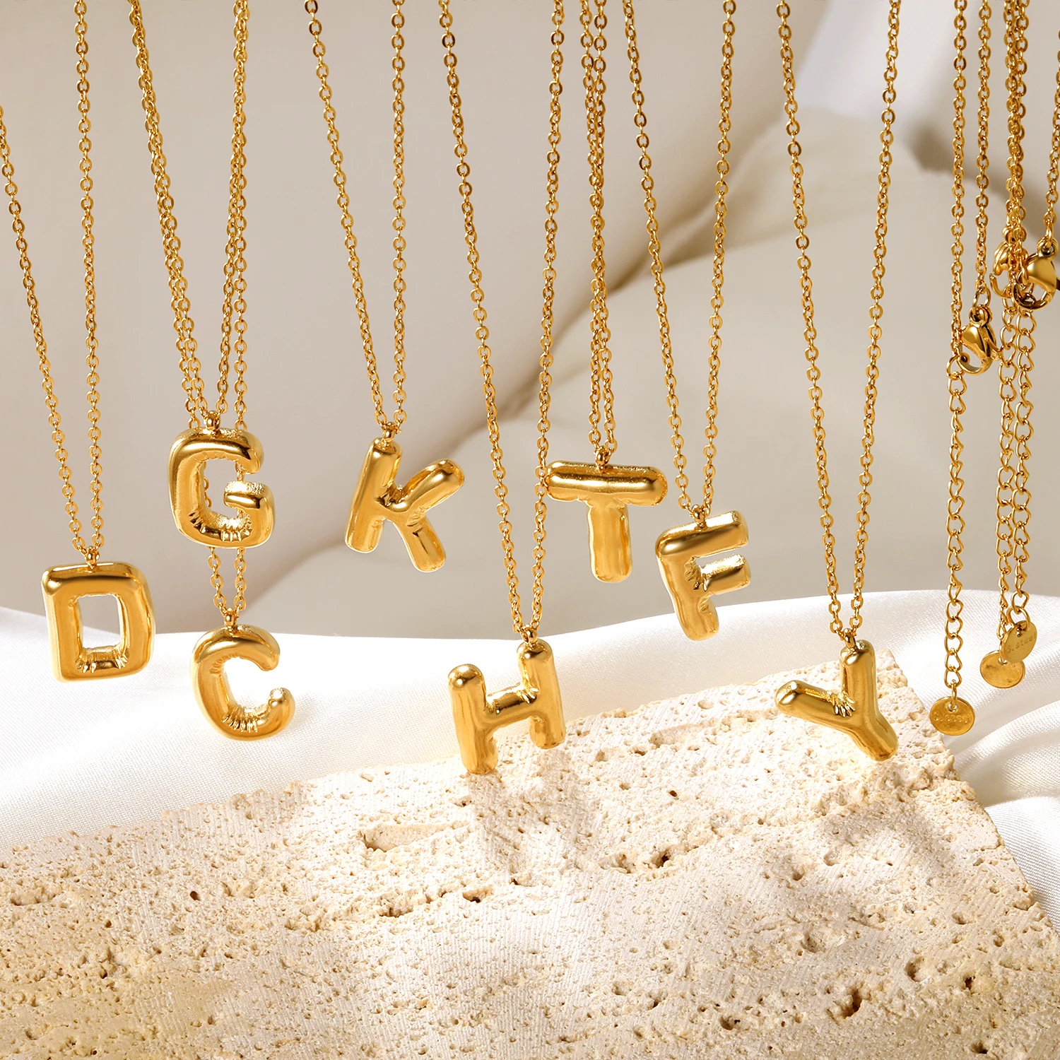 ASONSTEEL ожерелье с подвеской в виде пузыря из нержавеющей стали и 26 букв для женщин