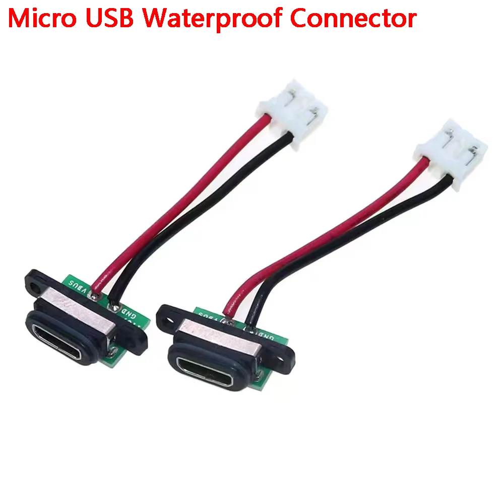 

1pcs USB Micro Connector Port Socket Female with Screw Hole Waterproof Power Charging Dock With Cable Terminal