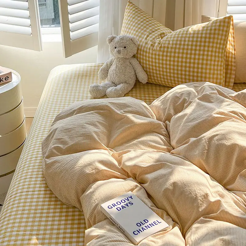 

Комплект постельного белья DZQ розовый клетчатый 3 шт