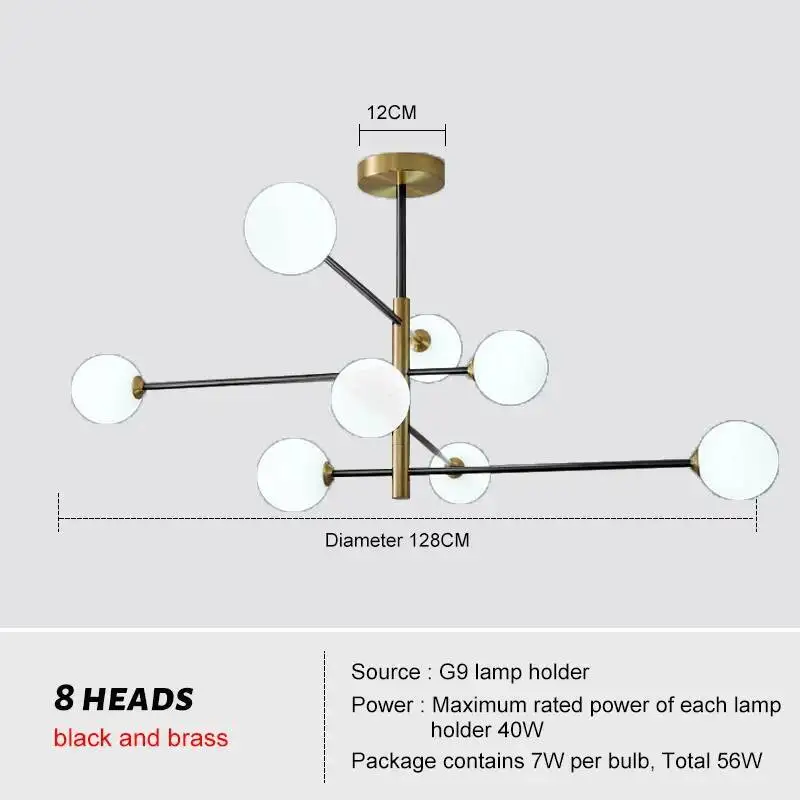 

QIBOLUX Латунные стеклянные люстры 8 головок