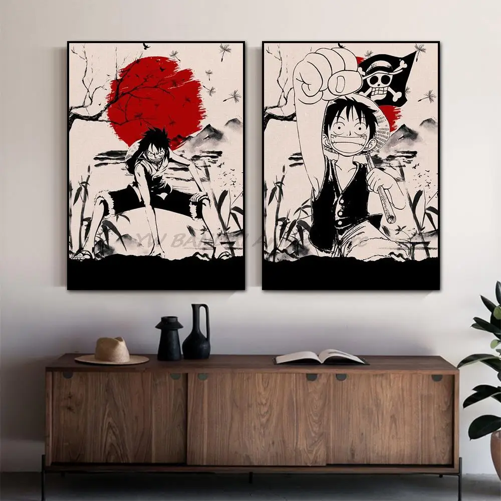 

one piece Cool luffy Canvas paintings Prints Japanese anime Manga aesthetic figure poster Pictures Living Room Decoration
