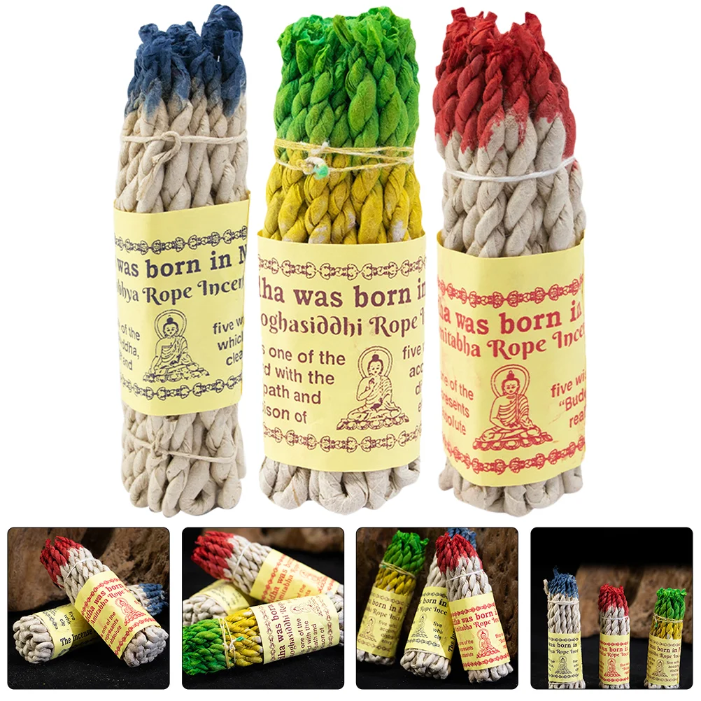 

3 Bags Meditation Handmade Nepal Rope Home Lavender Sticks Sage Sandalwood Buddha Fresh Air Herbal Rituals Thurible