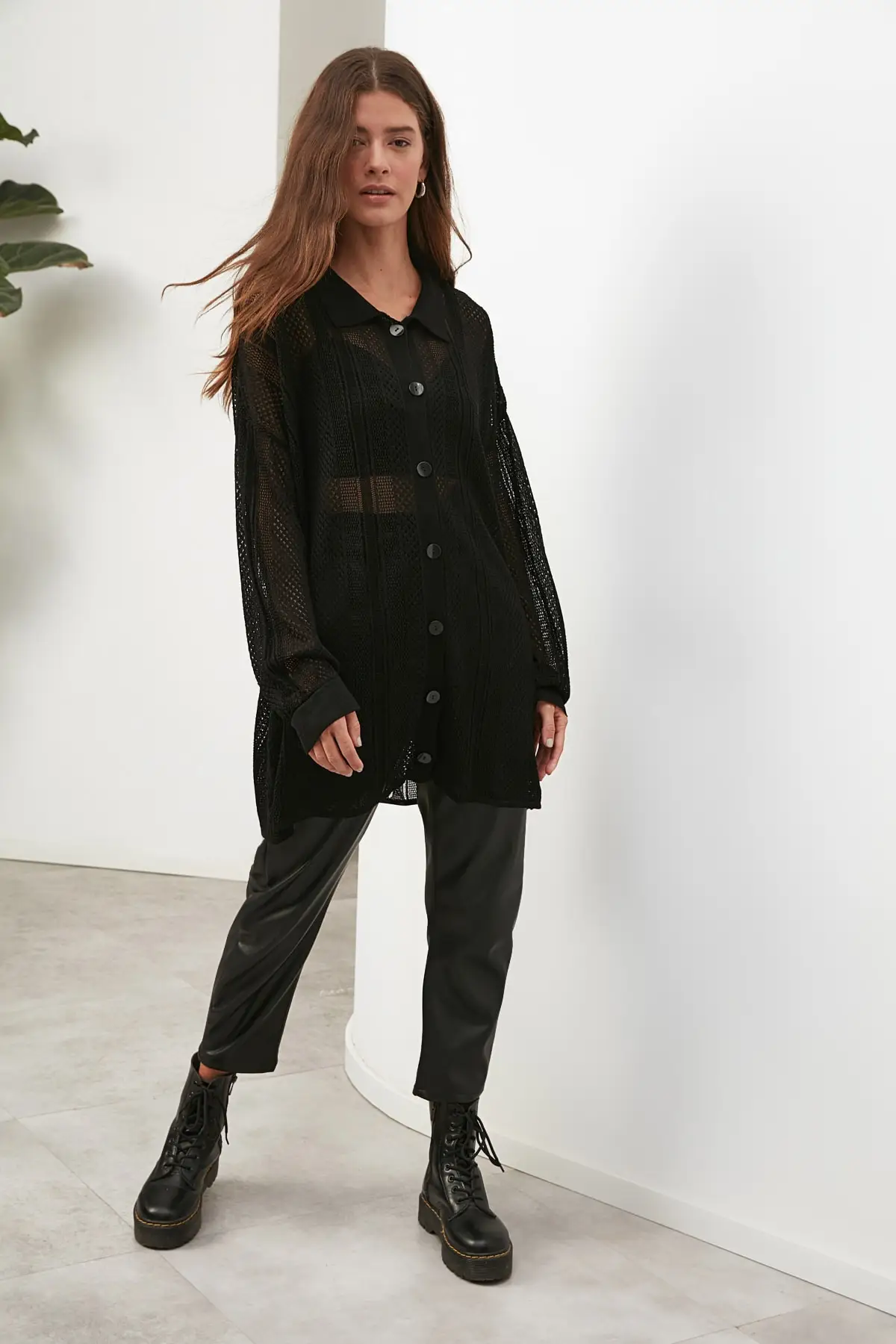 

Trendyol Shirt Collar Knitwear Cardigan TWOAW22HI1371
