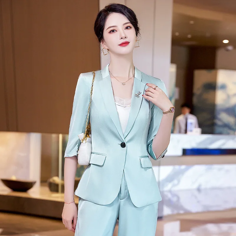 Высококачественные тканевые весенне-летние официальные женские деловые костюмы