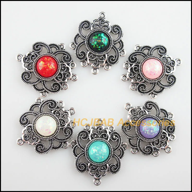 6 шт., тибетское серебряное покрытие в виде сердца