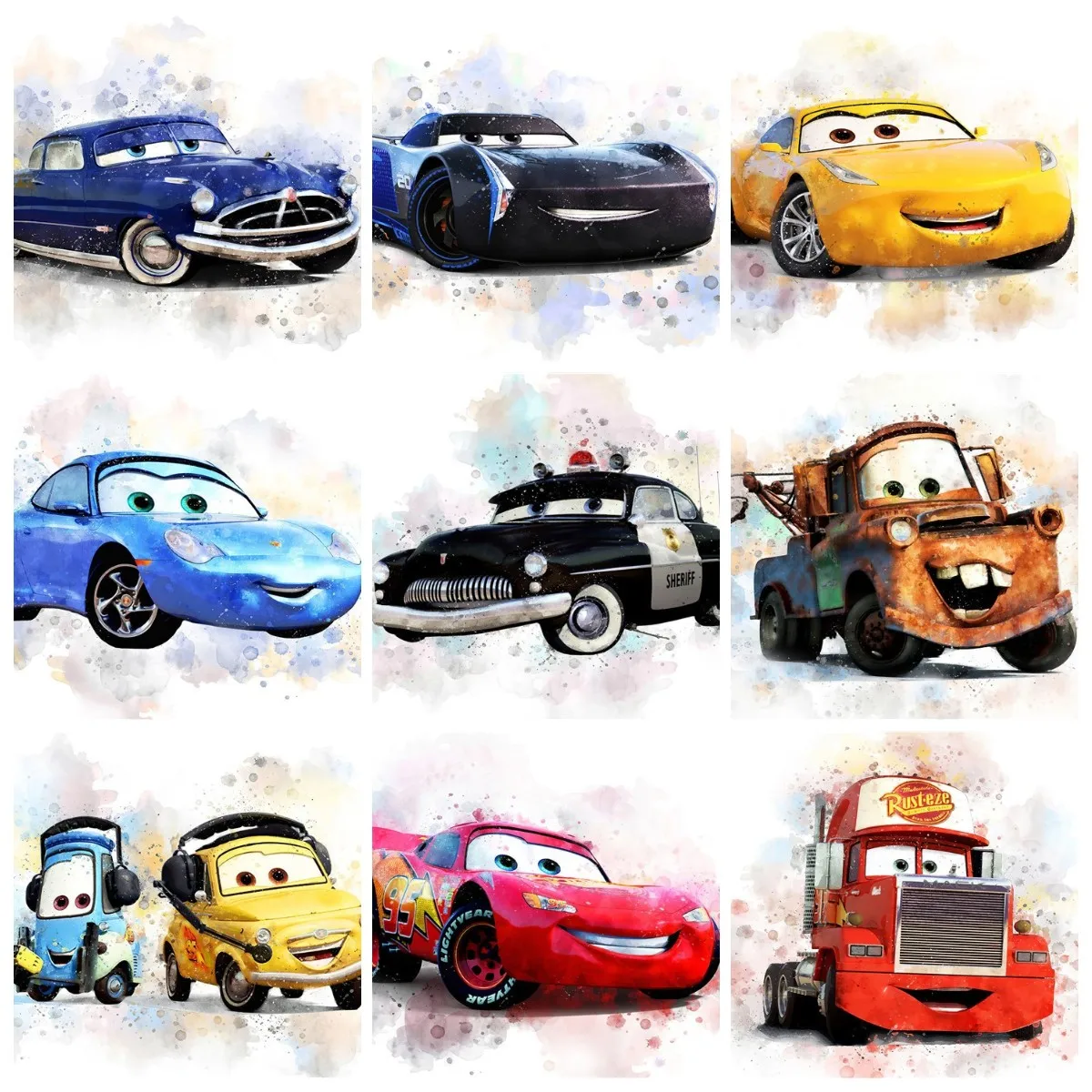 

Diamond Painting Disney Racing Story Mcqueen Car Cartoon Diamond Embroidery Full Circle Diamond Watercolor Home Decoration Gift