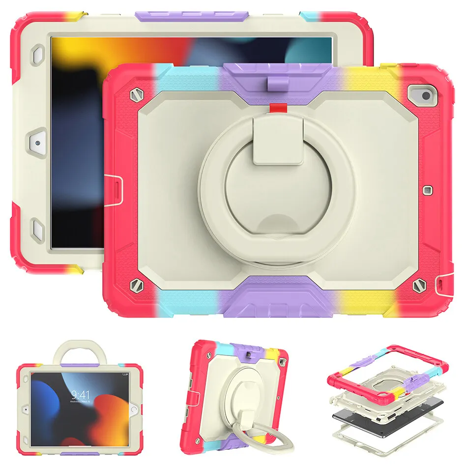 

360 Rotation Kickstand with Pencil Holder for iPad 10.2 Silicone Kids Case 7th 8th 9th generation Shockproof Cover Handle Grip