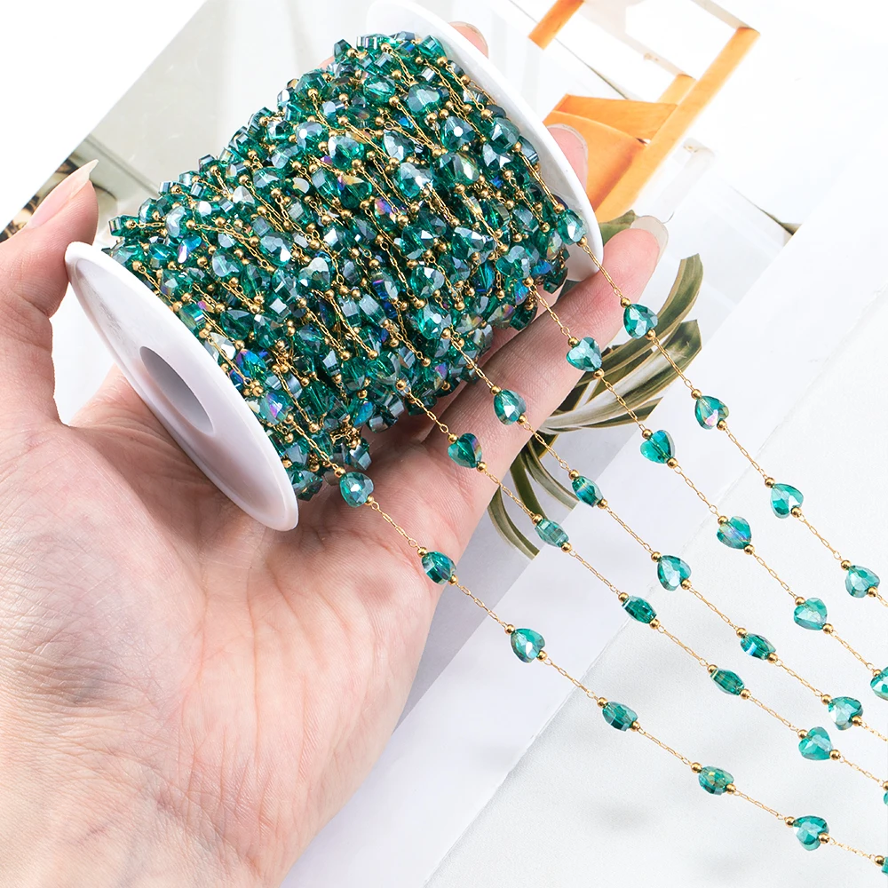 Цепочки из нержавеющей стали с кристаллами в форме сердца для девушек цепочки