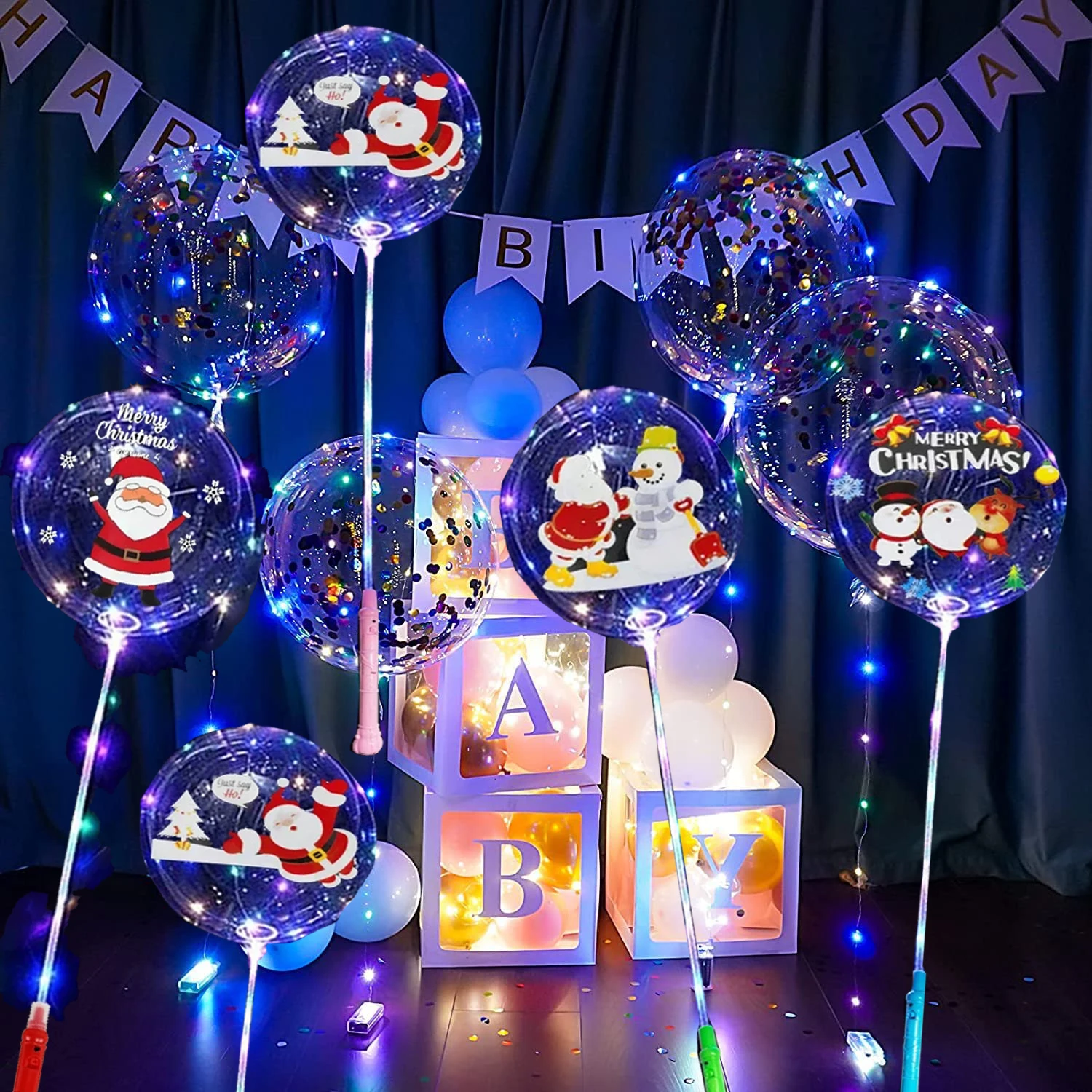 

10 шт., светодиодные надувные шары для рождества, свадьбы, нового года