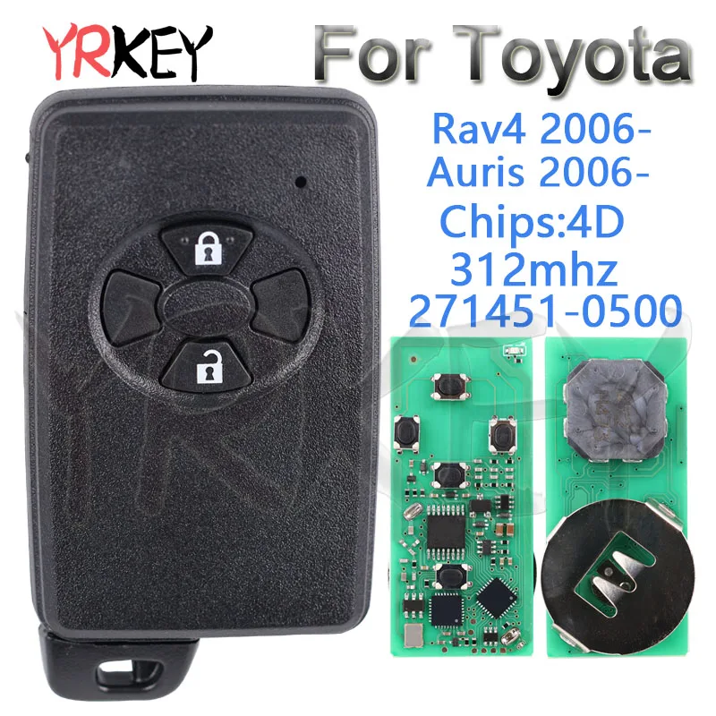 Умный автомобильный ключ-пульт для Toyota Rav4 Auris 2006-2011, 312 МГц, 4D, 271451-0500, 2 кнопки (art.: 3920daa8dcdcb) - 3920daa8dcdcb