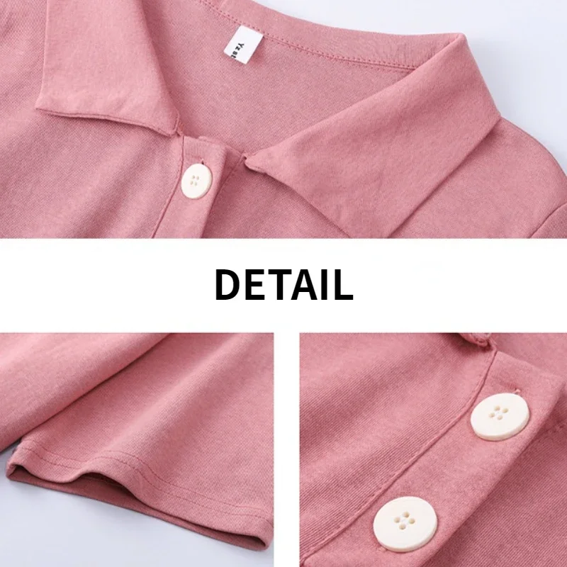 6-цветные футболки женские однотонные повседневные мягкие лацканы в