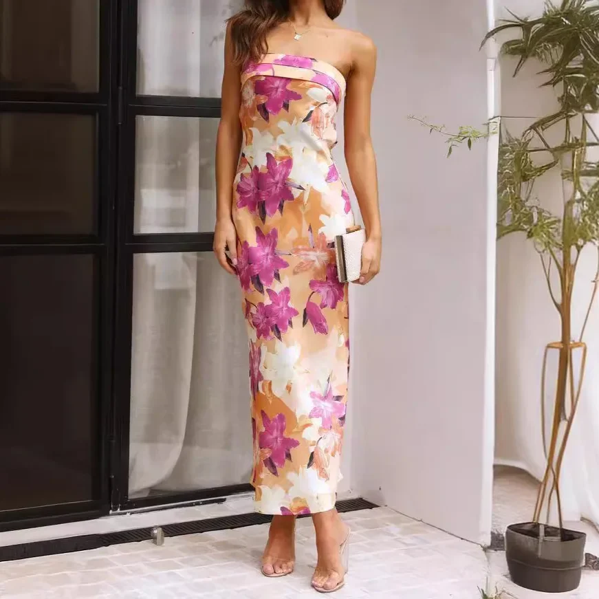 Элегантный светский стиль Amazon Europe Asia 2024 весна-лето новое модное платье без