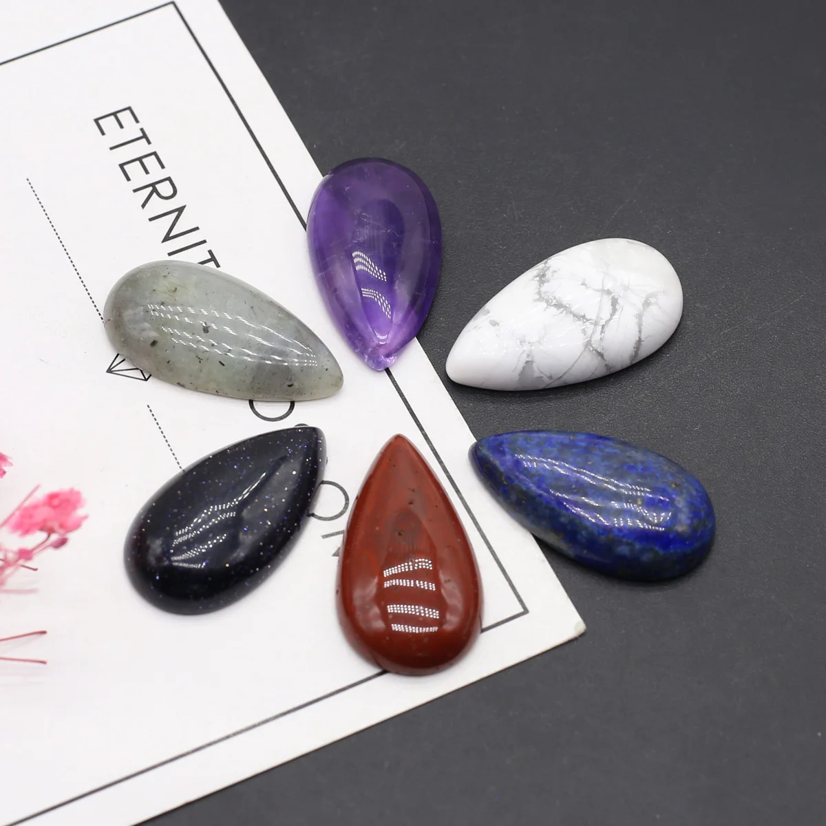 

yachu Natural Stone Semi-precious Water Drop Pendant Flash Labradorite Amethysts Lapis Lazuli For Make DIY Jewelry Accessories