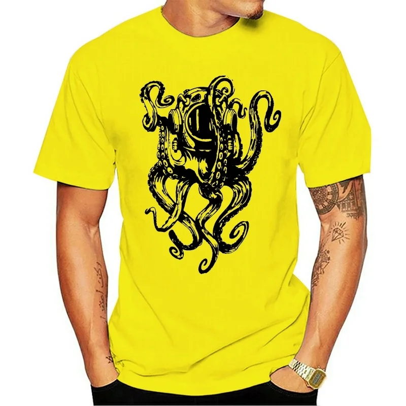 

2021 Immersioni T-Shirt Octopus Uomo Divertente Diver Mare Profondo Kit Equipment Top