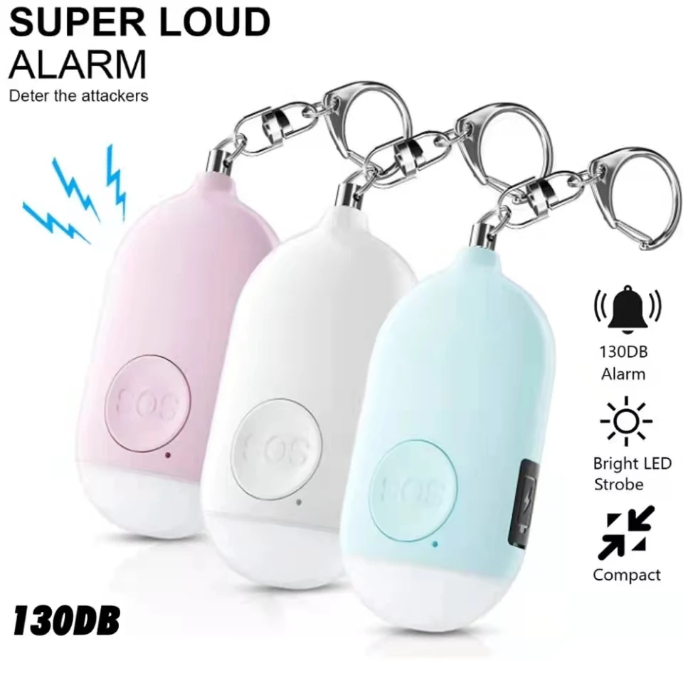 

Self Defense Alarm 130 dB Girl Women Security Protect Alert Personal Safety Scream Loud Keychain Emergency Charging Alarms