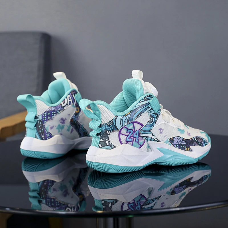 New Arrival Children Shoes Kids Basketball Shoes Thick Sole Non-slip Boys Sneakers Breathable Comforthable Child Sports Shoes