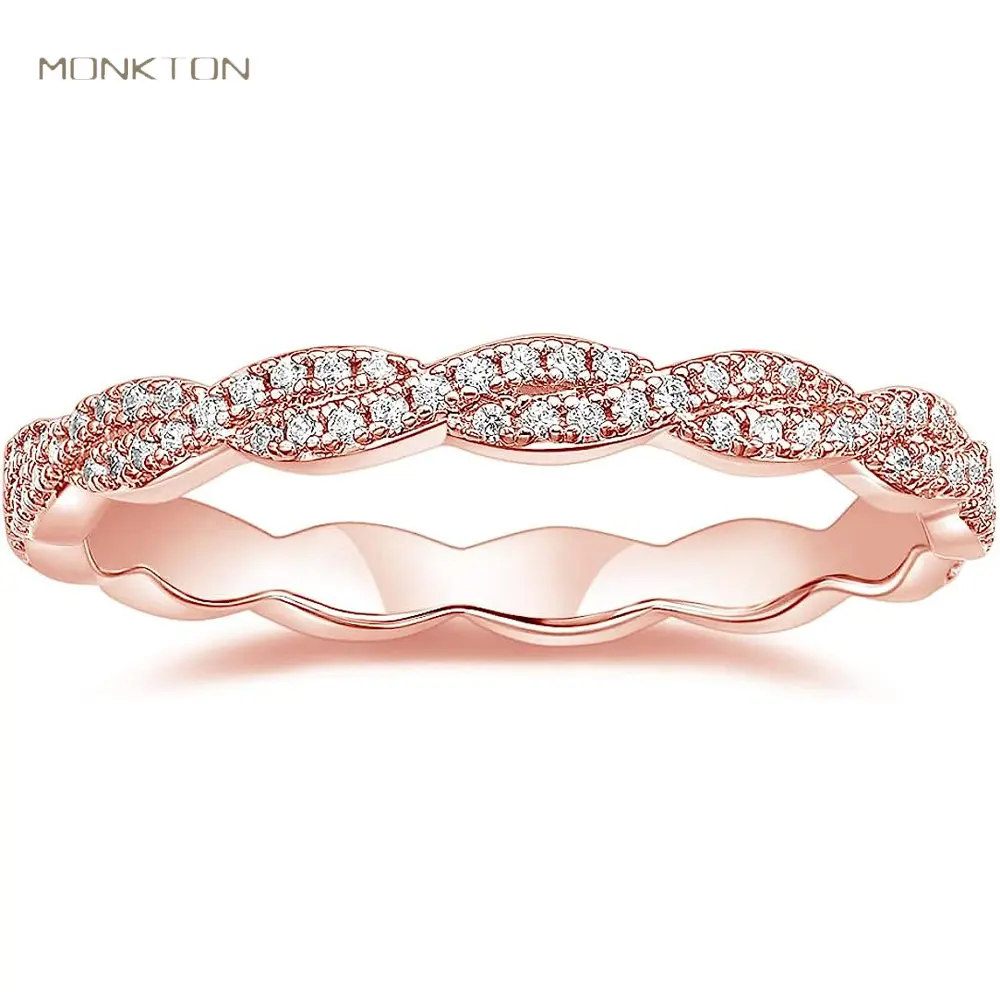 

Monkton Cubic Zirconia Twisted Rope Eternity Band Rings for Women Eternity Stackable Engagement Wedding Band Ring кольцо женское