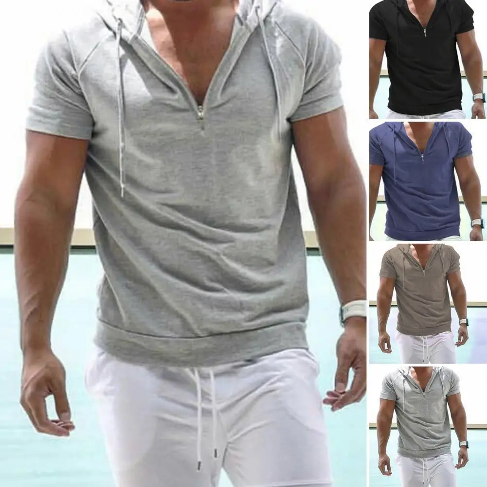 

Oversized T Shirt Men 2022 Spring Summer Hoodie Short Sleeve Close-fitting Pullover Hooded Summer T-shirt Male Clothing