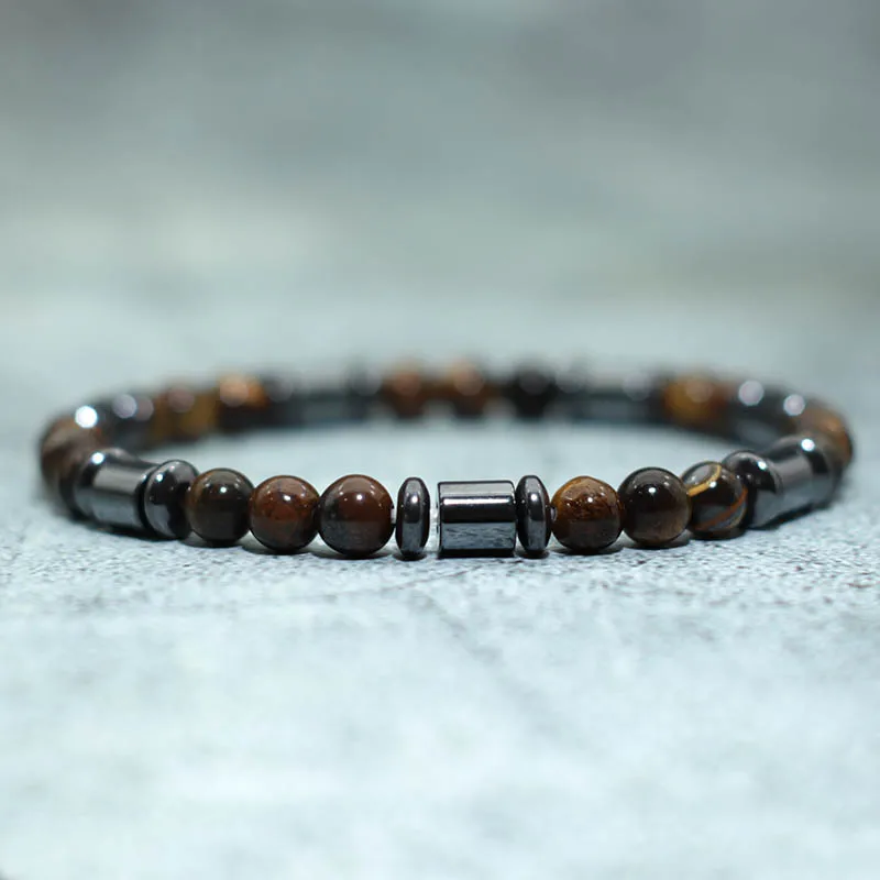 Новый цилиндрический гематитовый браслет с натуральными картами бусинами