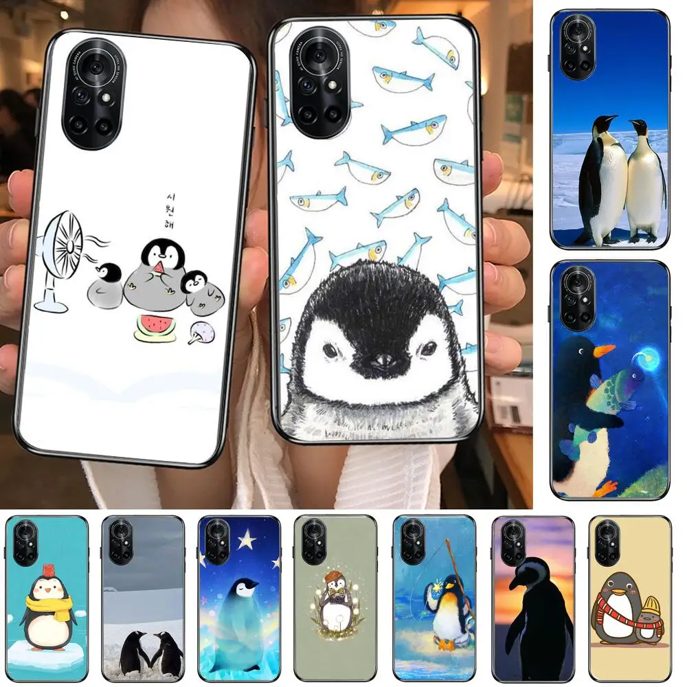 

Cute Lovely Penguin Clear Phone Case For Huawei Honor 20 10 9 8A 7 5T X Pro Lite 5G Black Etui Coque Hoesjes Comic Fash design