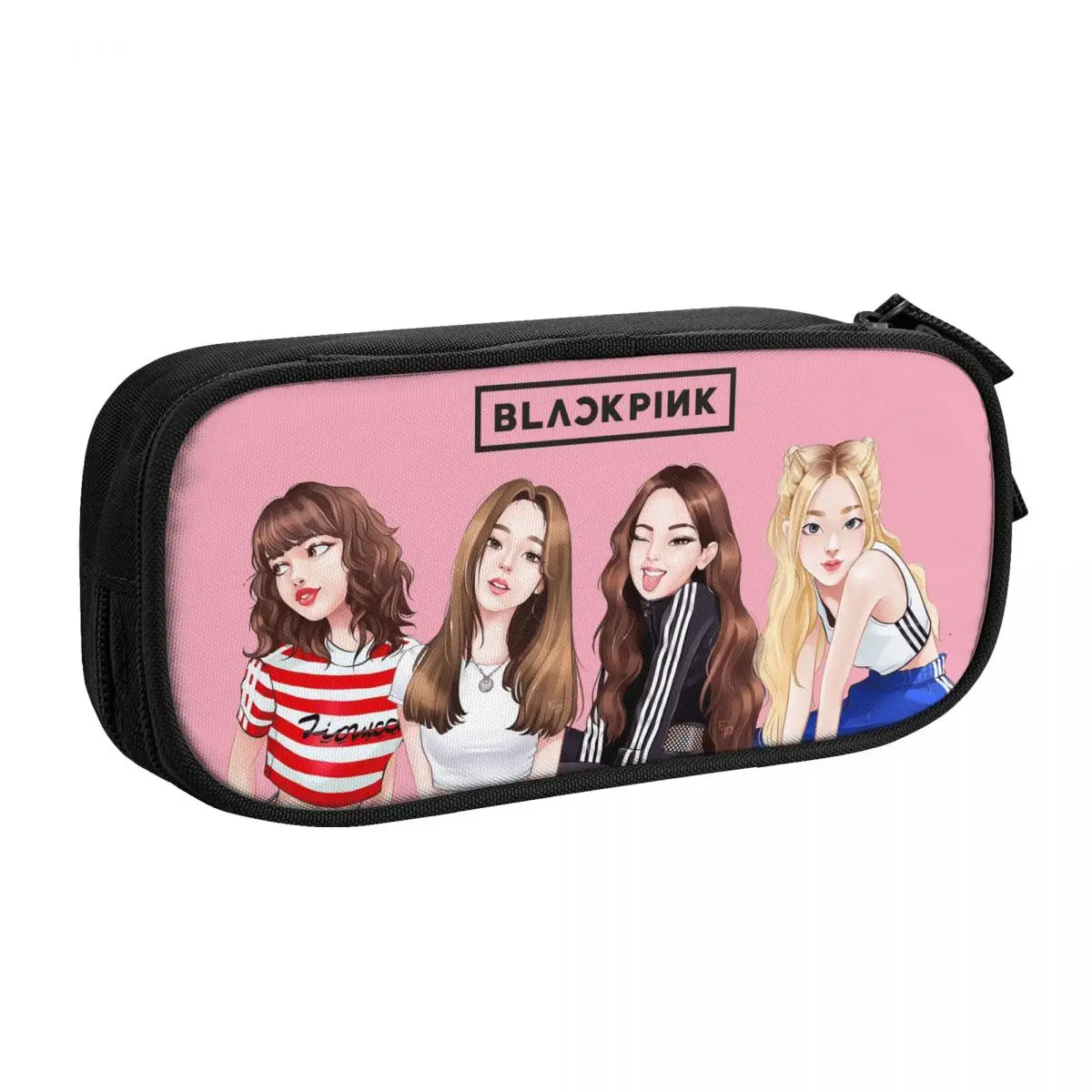 

Kpop Lisa Rose Jennie Black Pink Pencil Pen Case Stationery Bag Pouch Holder Box Organizer for Teens Girls Adults Student