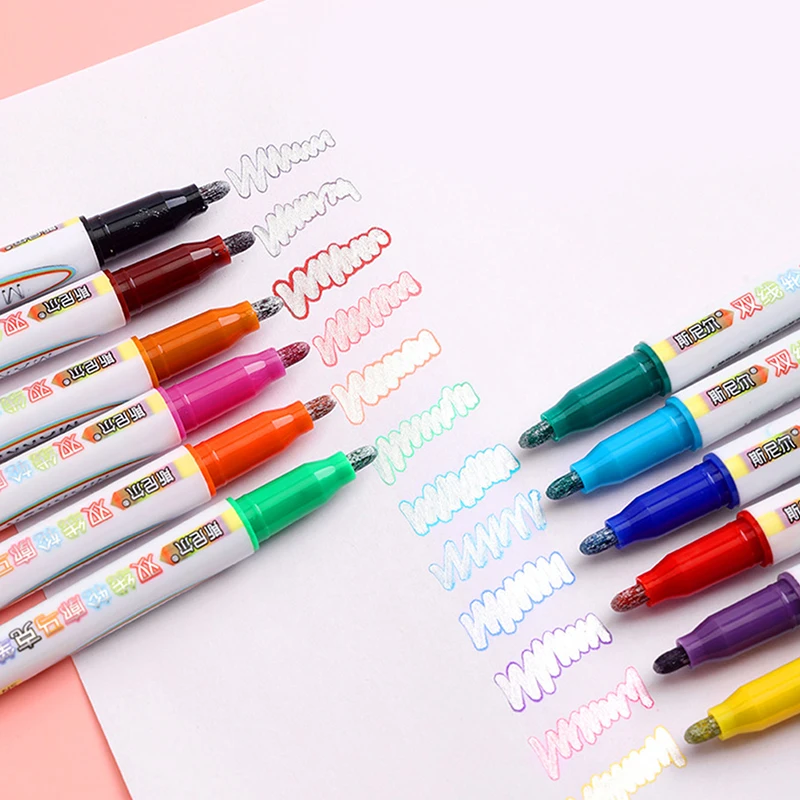 12 цветов двойных линий контурные маркеры Pen Stationery рисования DIY Outline Student Marker.