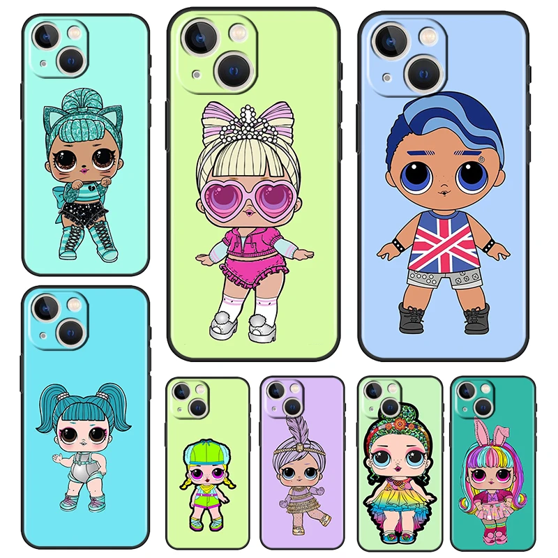 

Cartoon LOL Surprise Girl For Apple iPhone 13 12 11 Pro Max Mini XS Max X XR 6 7 8 Plus 5S SE2020 Soft Black Phone Case Fundas