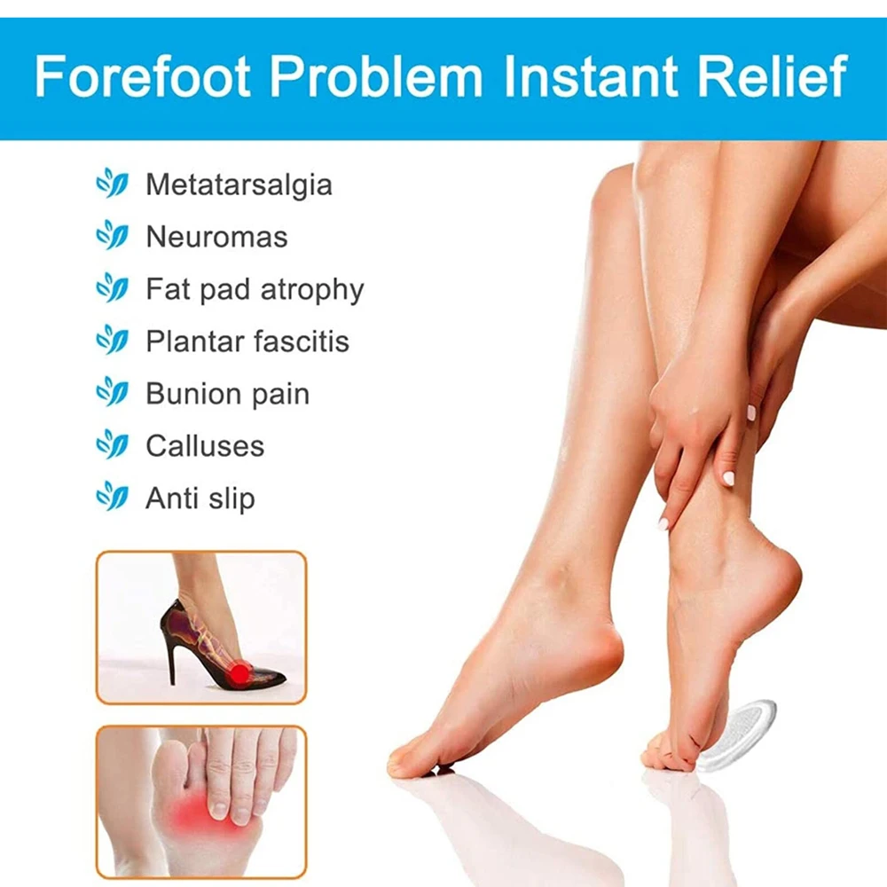 Forefoot Insert Metatarsal Pads for Women Silicone Shoes Insoles for Women High Heels Sandals Non-slip Foot Massage Gel Pads
