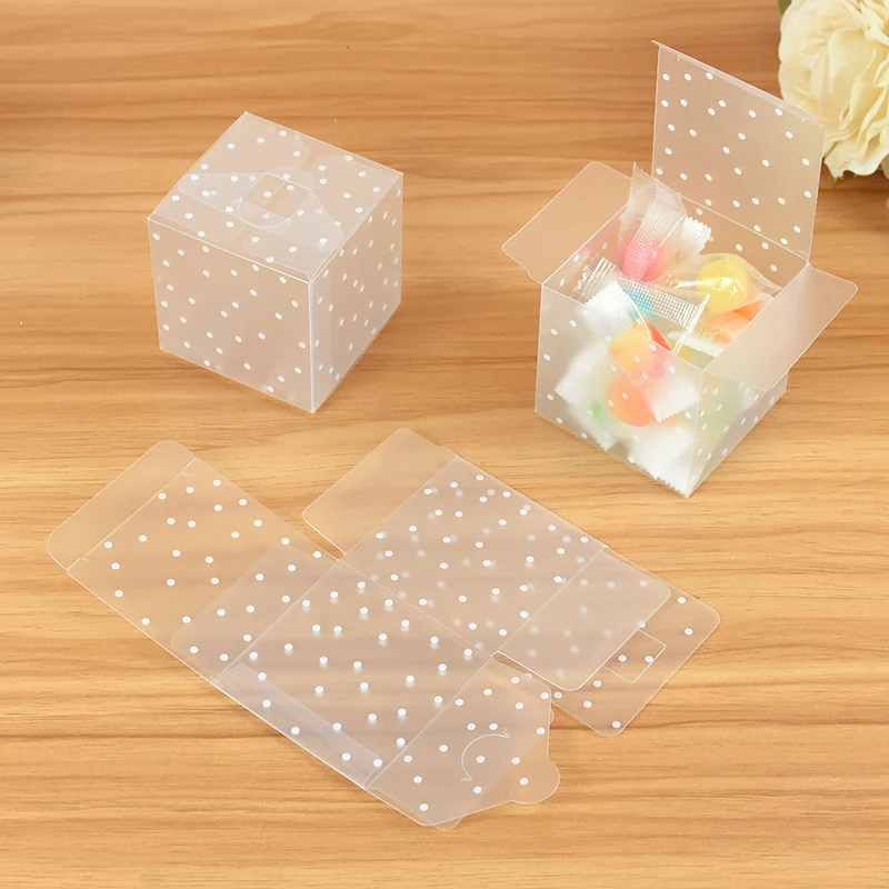 

Square Translucent Dot PVC Boxes Gift Packing Box For Candy/Chocolate/Toys/Jewelry/ Display Boxes Baby Shower Birthday Wedding