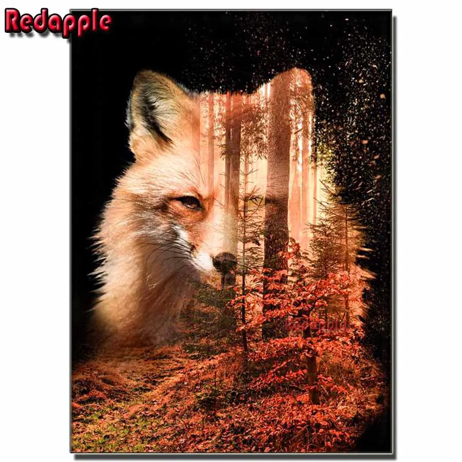 

Diamond Painting Fox Forest view Diamond Embroidery fantasy Animal Scenery Rhinestone Pictures DIY Handicraft gift Home Decor