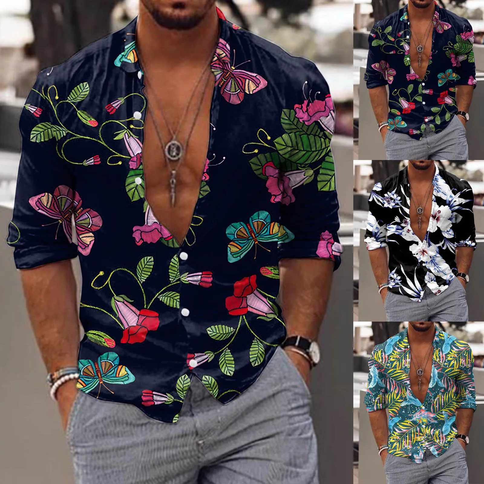 

Рубашка мужская с длинным рукавом, модная повседневная быстросохнущая короткая блузка с принтом, 13 домов, Осень-зима