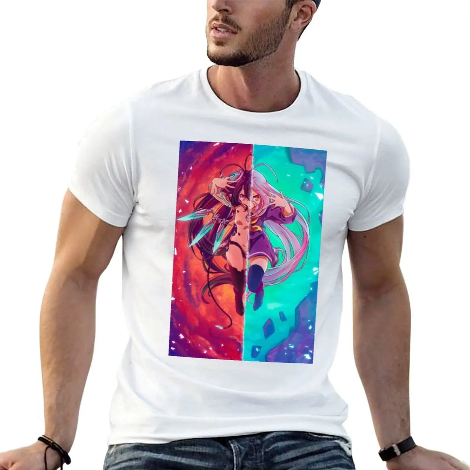 Фото Футболка Shiro x Shuvi No Game No Life, мужские футболки с графическим рисунком, мужские хлопковые футболки, футболка из 100% хлопка №1