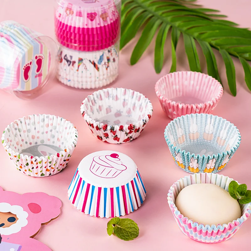 

100Pcs Paper Cupcake Wrapper Colorful Oilproof Muffin Cup Baking Boxes Cake Mold Home & Kitchen Pastry Tools Birthday Party Deco