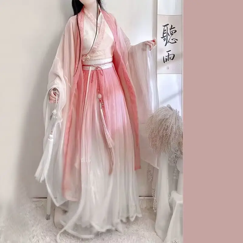 Pink Hanfu Dress Women Ancient Chinese Traditional Hanfu Female Fairy Cosplay Costume Summer Dance Dress Hanfu Party Dress