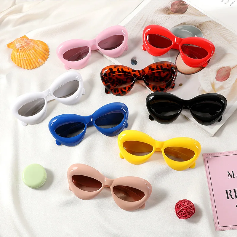 

3-12 Years Cat Eye Sunglasses Lip-Shaped Sun Glasses for Girls Boys New Fashion Punk Sunglass Children Y2K Funny Trendy Eyewear