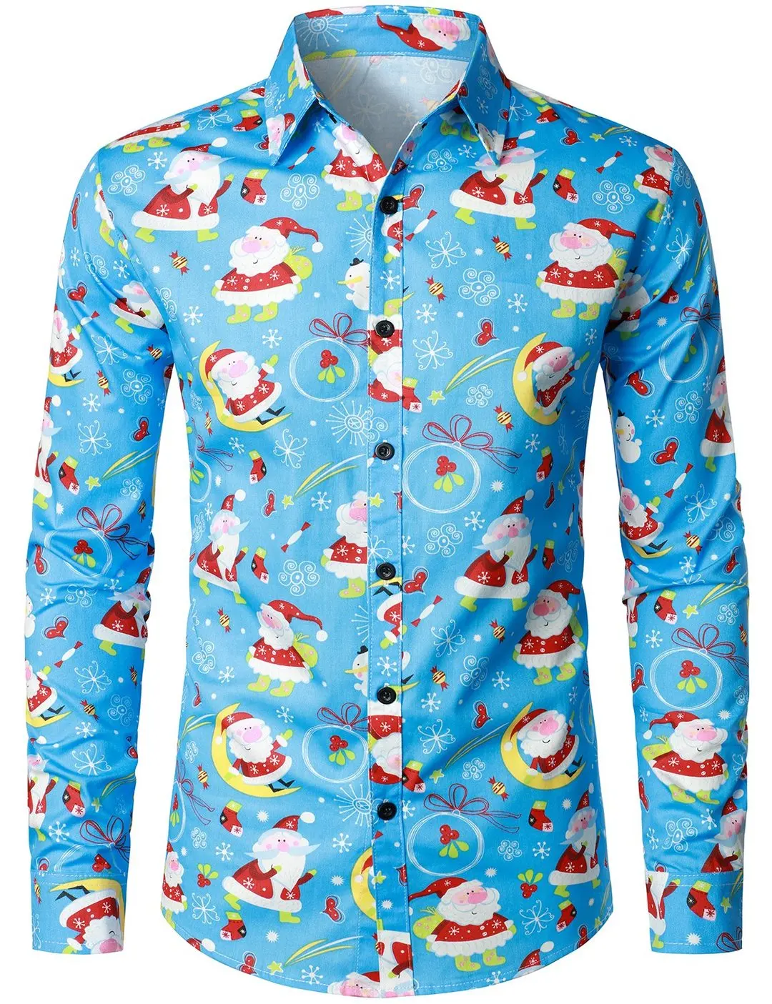 Men's Christmas Plaid 3D printed jacket long sleeve snowflake Santa Claus jacket men's shirt men's shirt 2022 new high quality