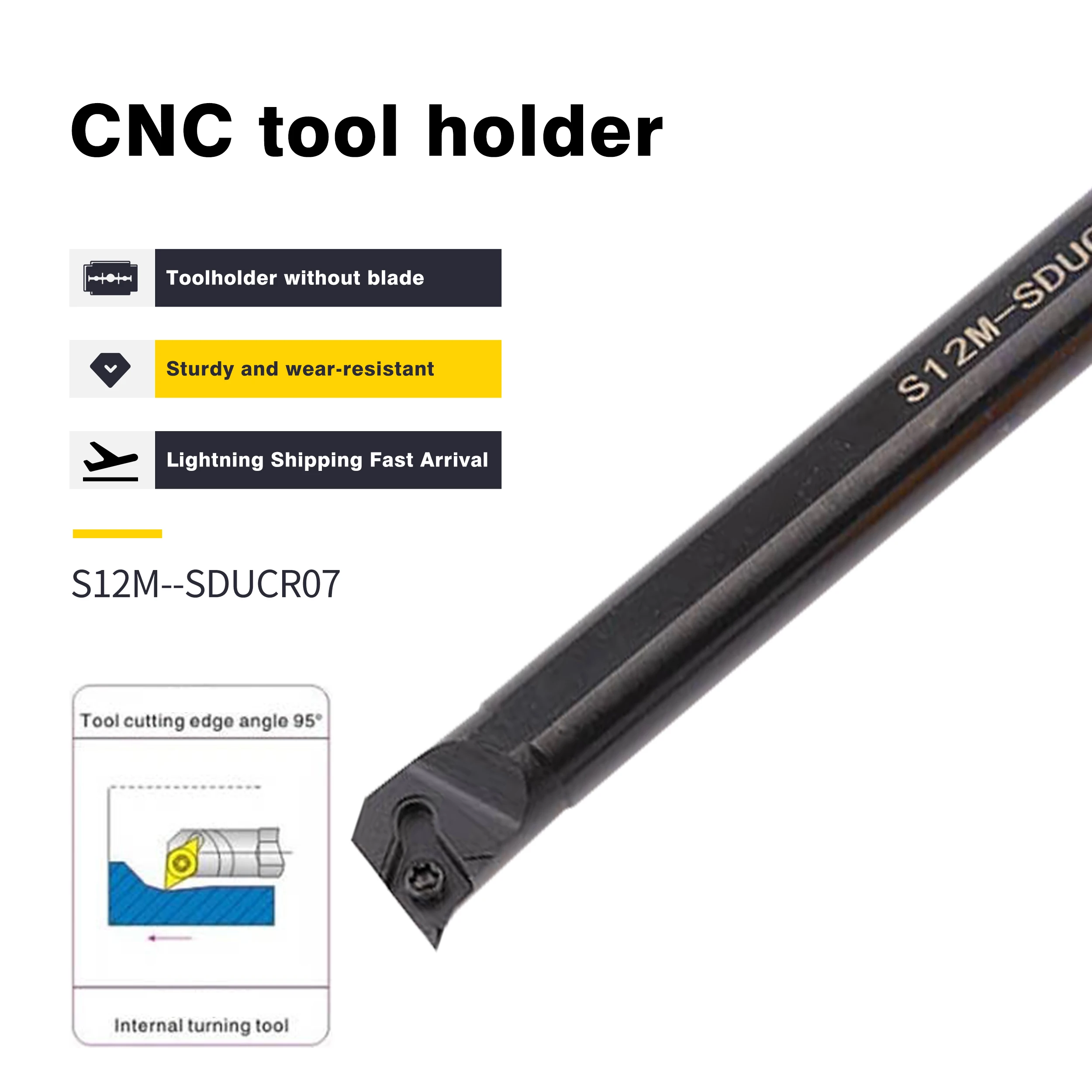 

1pc Inner hole Holder S08K-SDUCR07 S12M-SDUCL07 S20R-SDUCR11 S25S-SDUCL11 CNC Lathe Turning Tools Internal Turning Holder Tools