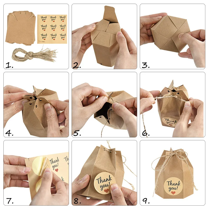 10 шт. коробка из крафт-бумаги для конфет | Подарочные коробки и пакеты