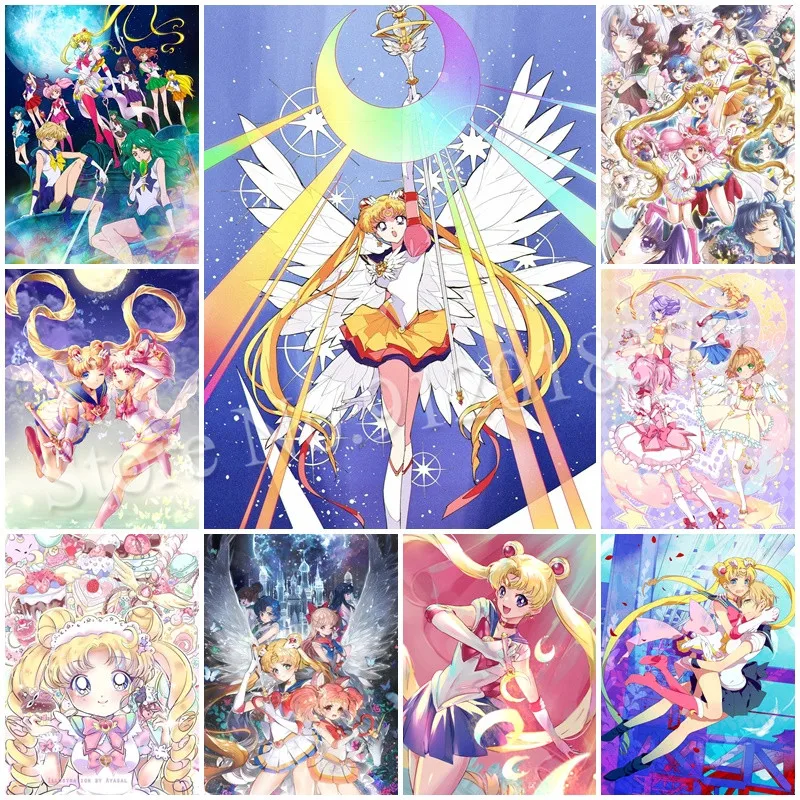 

Anime Sailor Moon Figures 5D DIY Diamond Painting Pictures of Rhinestone Diamond Embroidery Cross Stitch Kits Home Decor Gifts