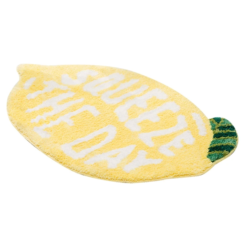 

Flocking Fruit Peach Shape Rug Home Entrance Mat Bedroom Bathroom Door Non-Slip Carpet Absorbent Foot Mat - Lemon