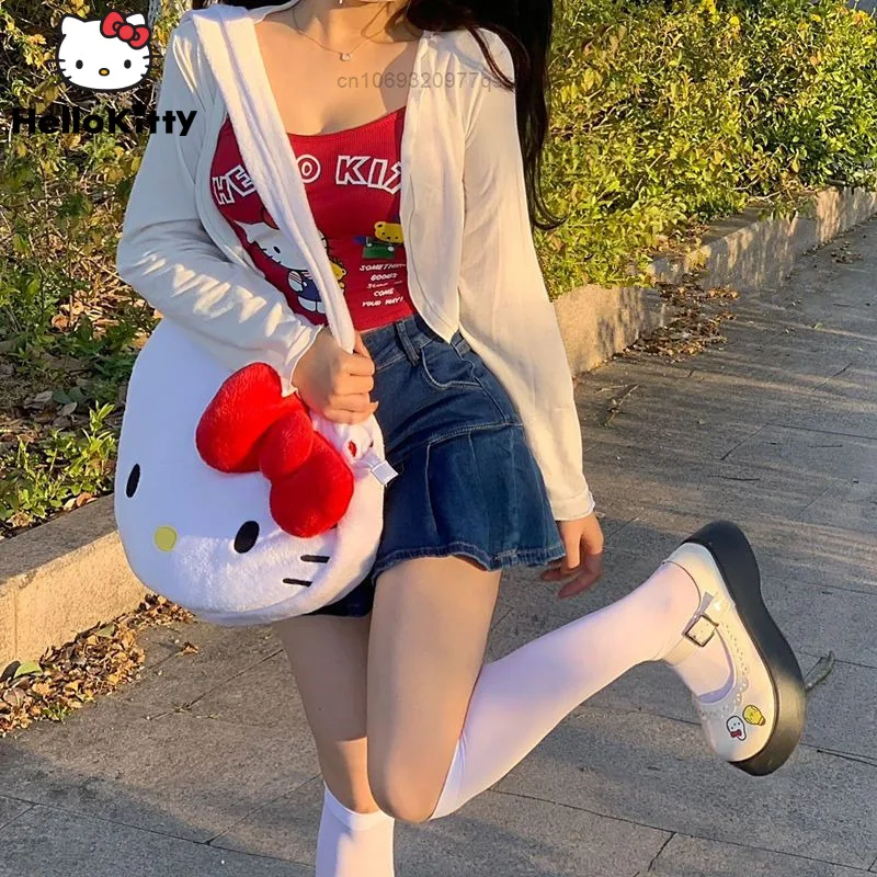 Sanrio Hello Kitty Red Lovely Christmas Chic Suspenders Y2k Sweetheart Slim Korean Style Summer Sling Hot Girl Vest Short Top