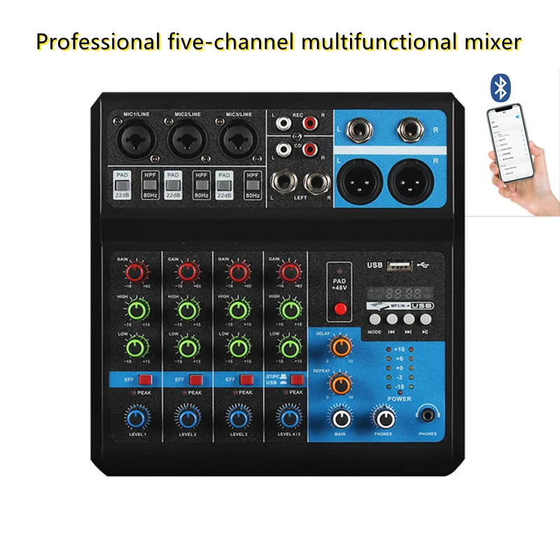 

NEW 5 - Way Computer Recording Free Drive Sound Card Mixing Console Mixer Audio Professional Pro Audio Equipment Interface