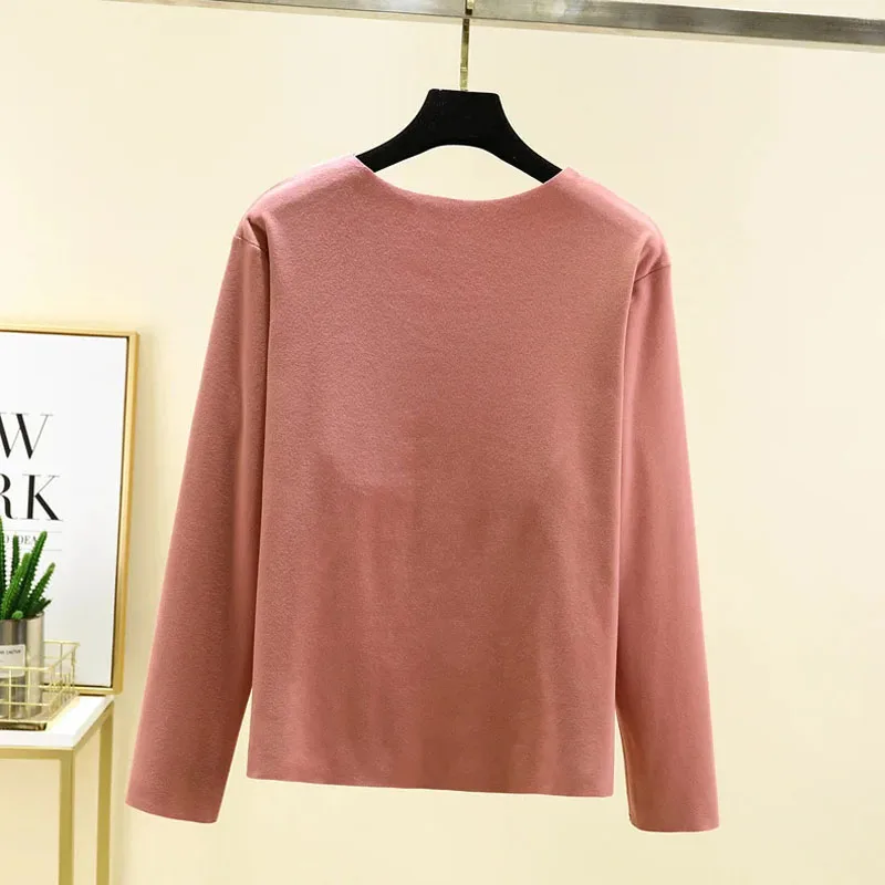 De Rong нагрудная подушка с круглым вырезом длинным рукавом теплая нижняя рубашка